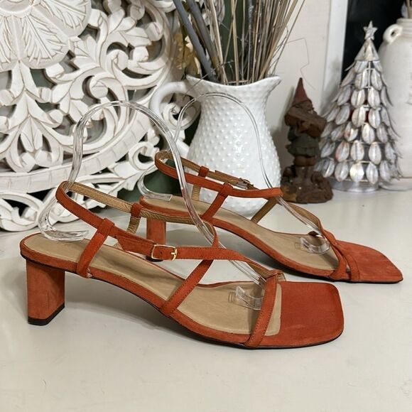 Frame Le Braxton Leather Heel Burnt Orange US 10 Strappy Sandal Fall - Picture 5 of 14